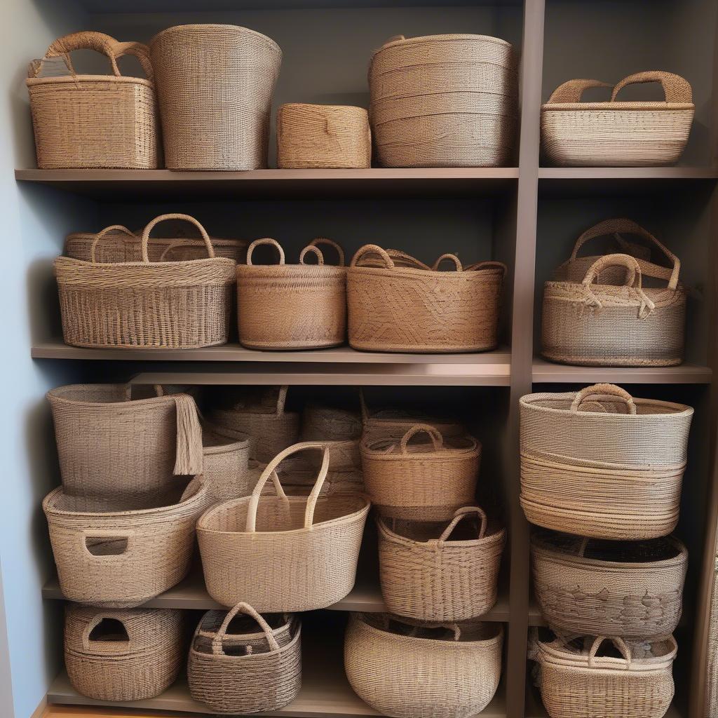 Pole Handle Wicker Storage Baskets in Portland Shops