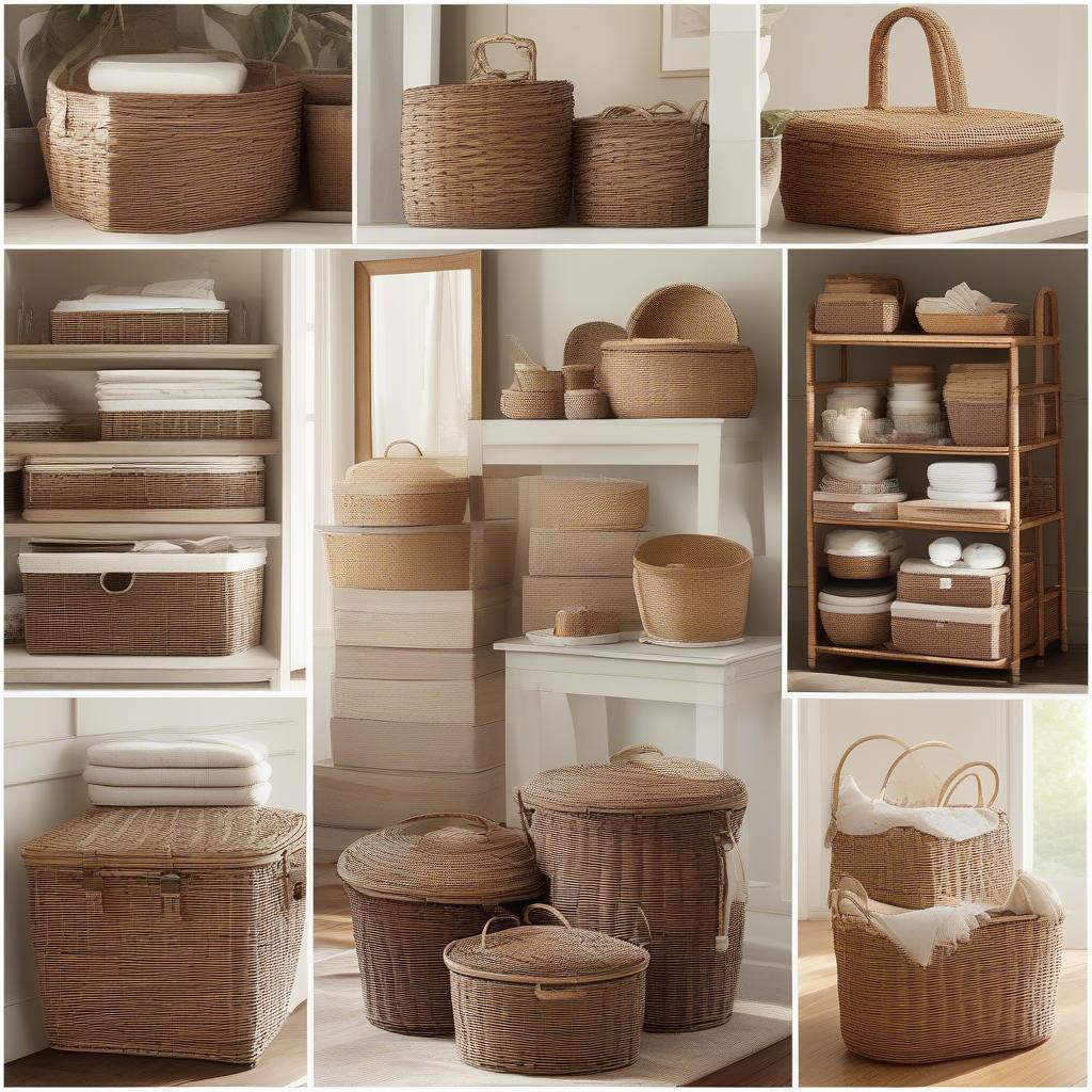 Variety of Pottery Barn wicker basket styles