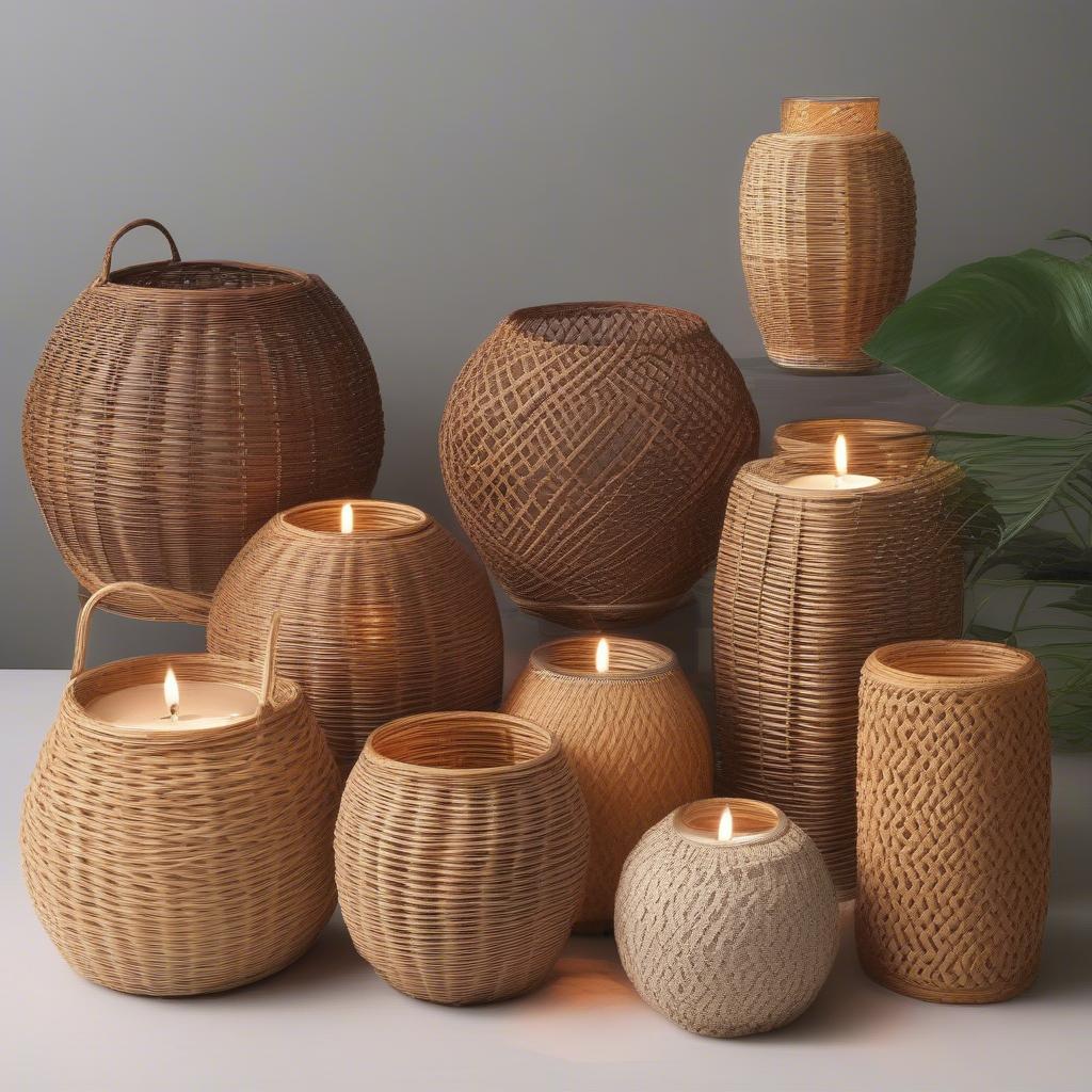 Different Styles of Rattan Wicker Candle Holders