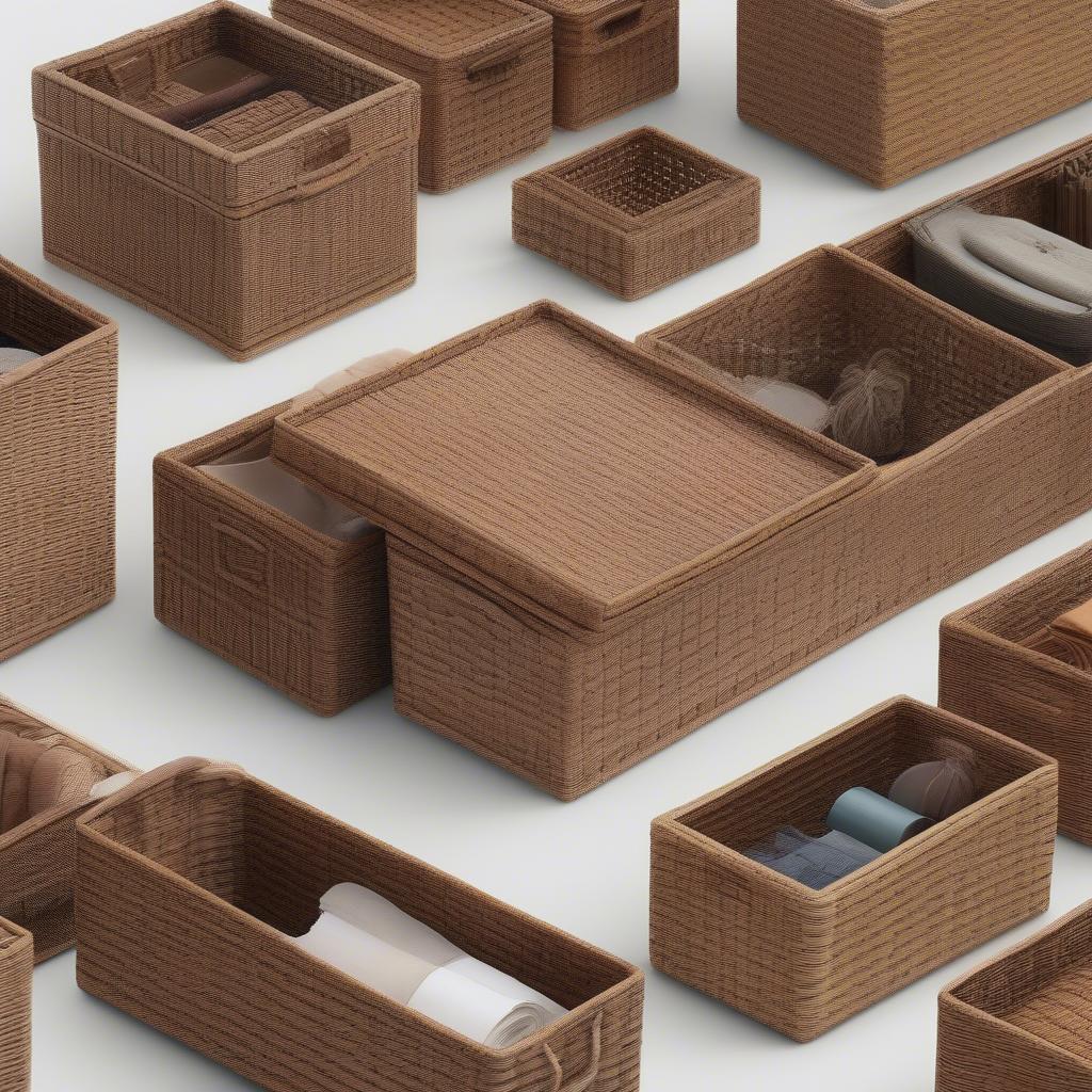 Rattan Wicker Storage Boxes in Different Sizes and Shapes