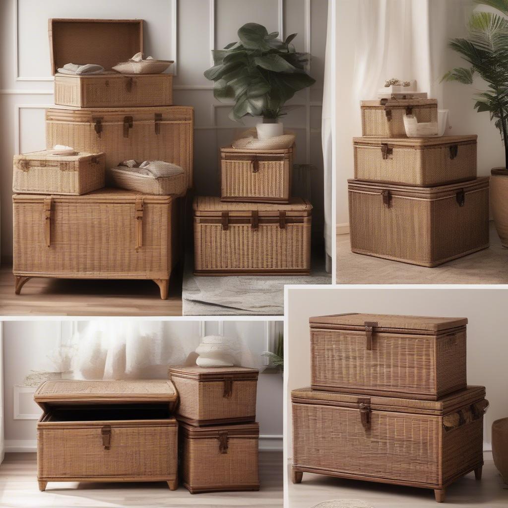 Rattan Wicker Storage Trunks in Various Sizes