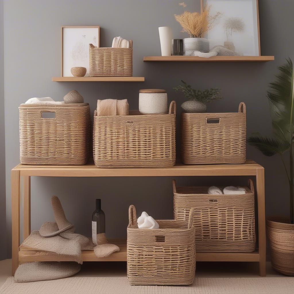 Rectangle Wicker Baskets in Home Decor