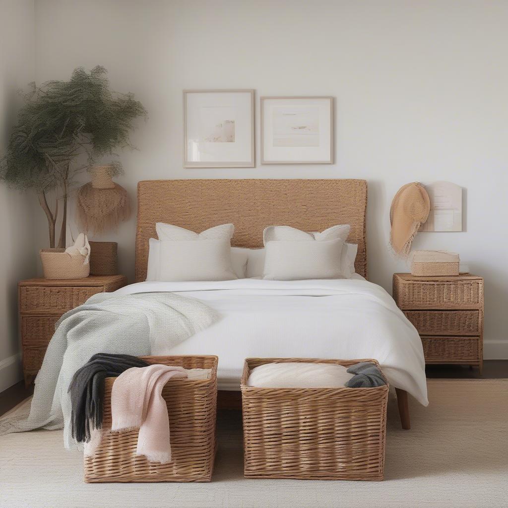 Rectangular Wicker Baskets for Bedroom Storage