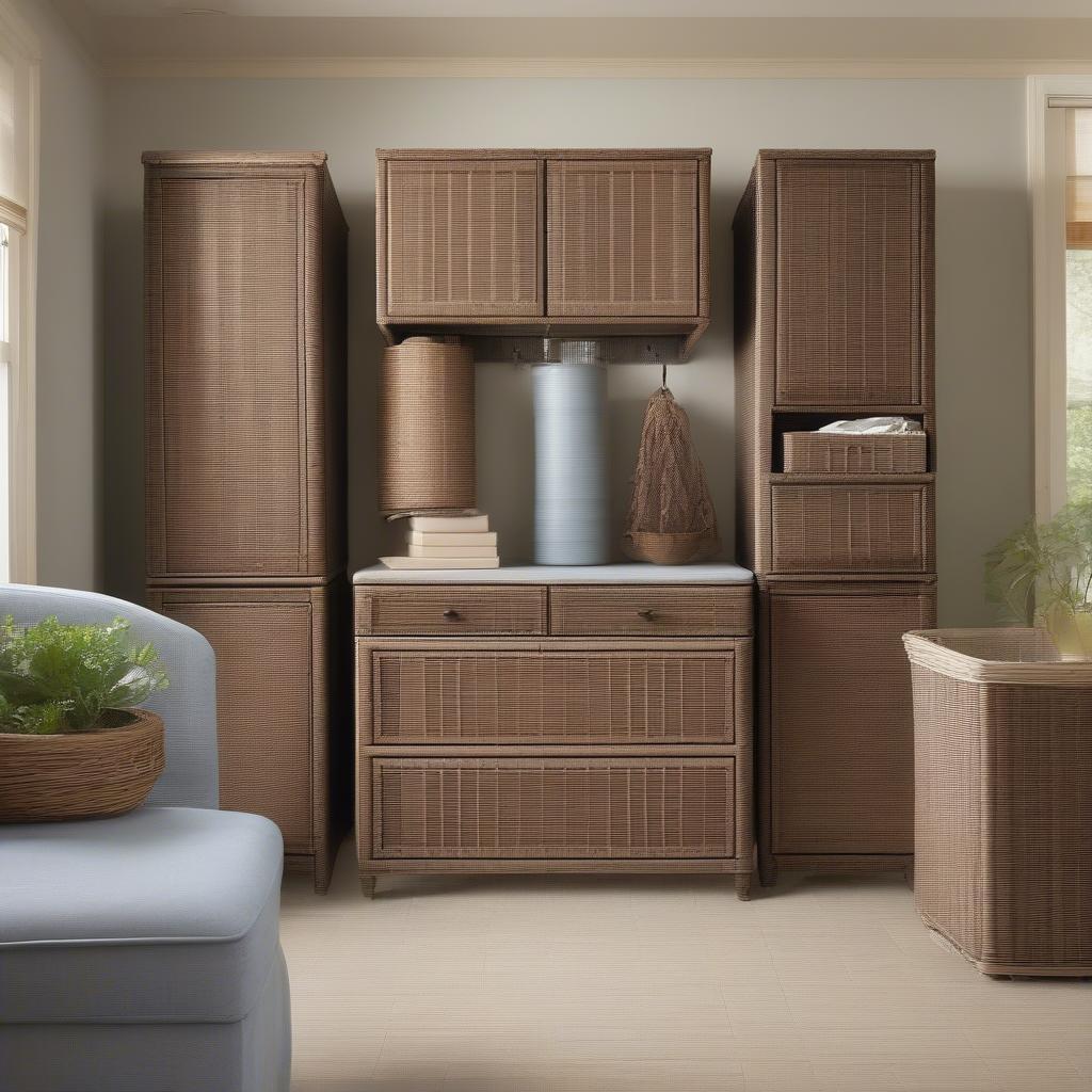 Different sizes of resin wicker cabinets, demonstrating the importance of choosing the right dimensions for your space.