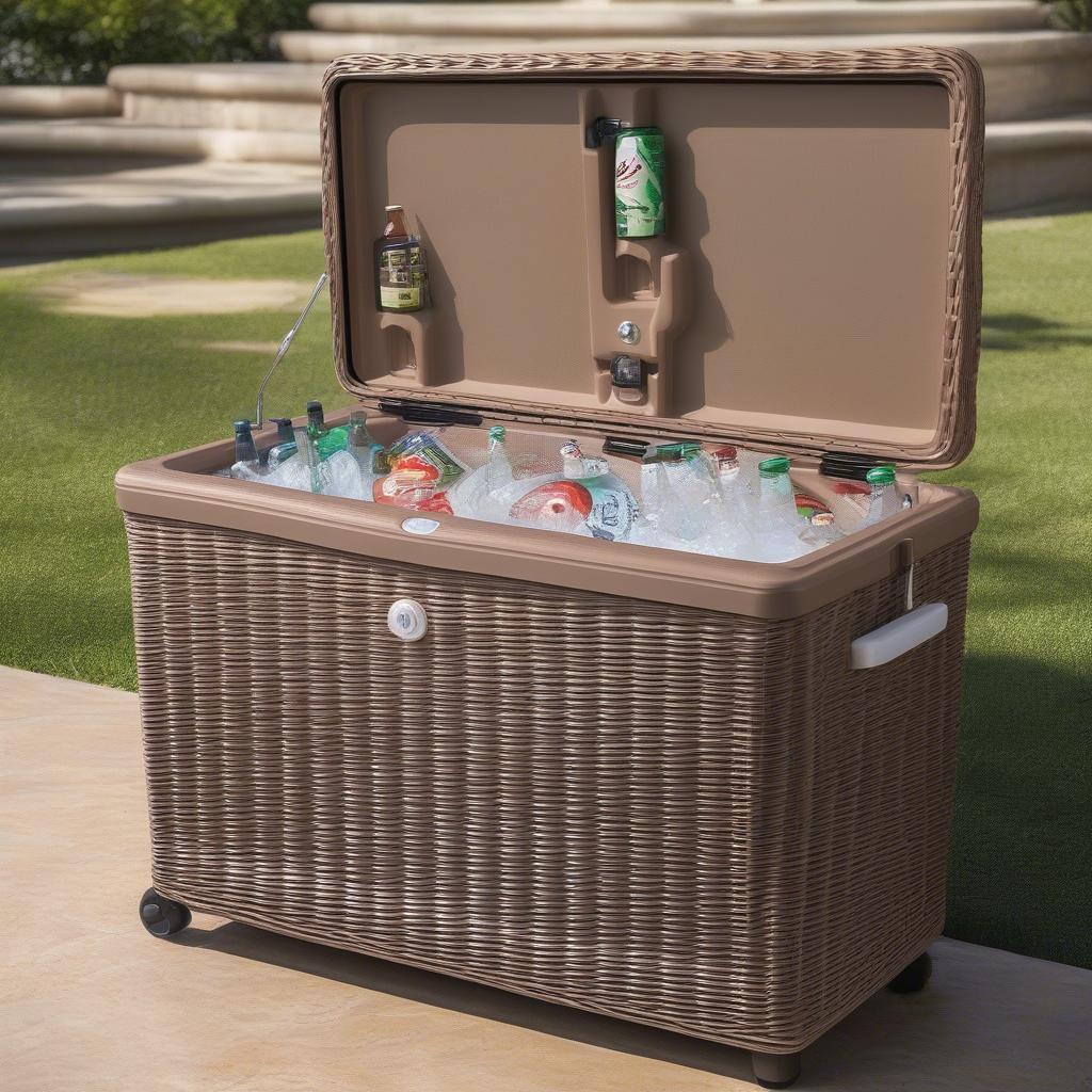 77 Qt. Resin Wicker Cooler with Cabinet Features