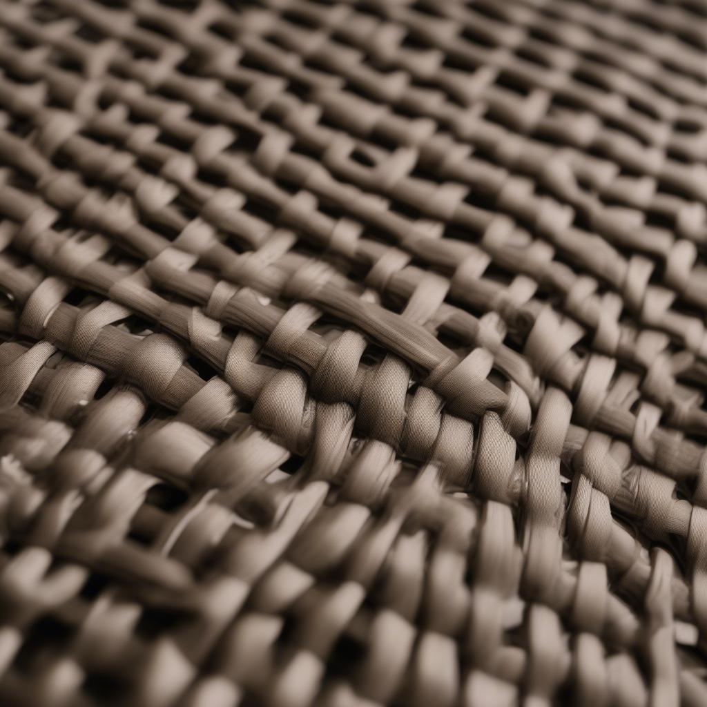 Close-up of resin wicker material, highlighting its weather-resistant properties.