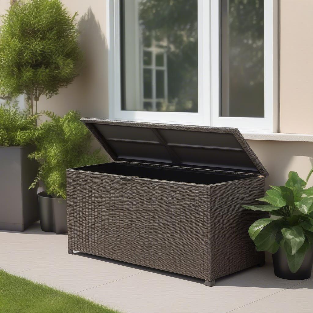 Durable Resin Wicker Outdoor Storage Box