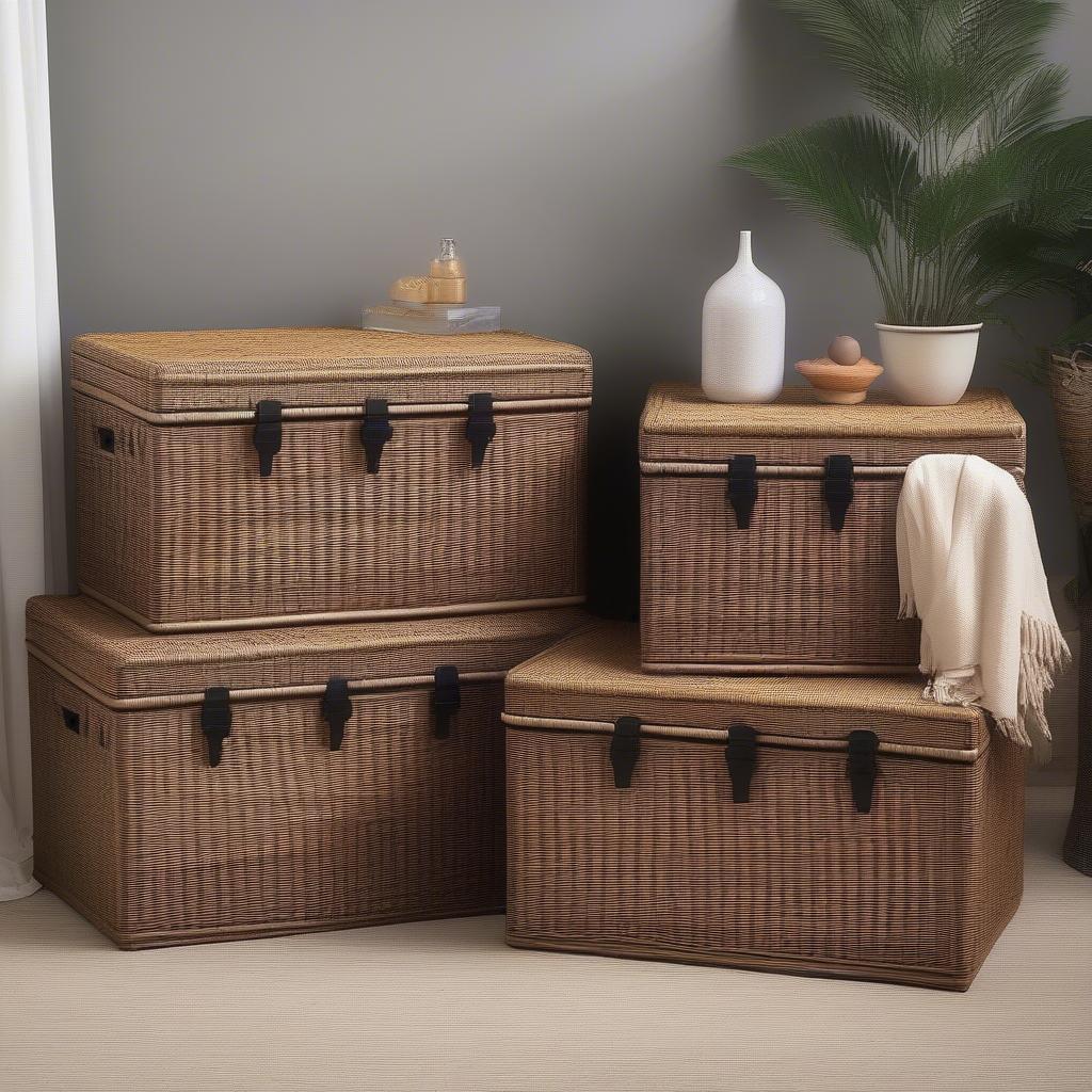 Resin Wicker Storage Trunks in Different Sizes and Styles