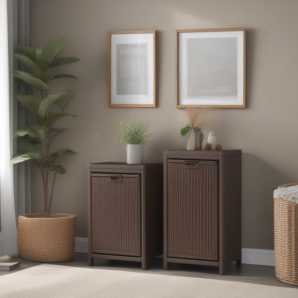 Rimax Brown Resin Wicker Utility Cabinet Overview