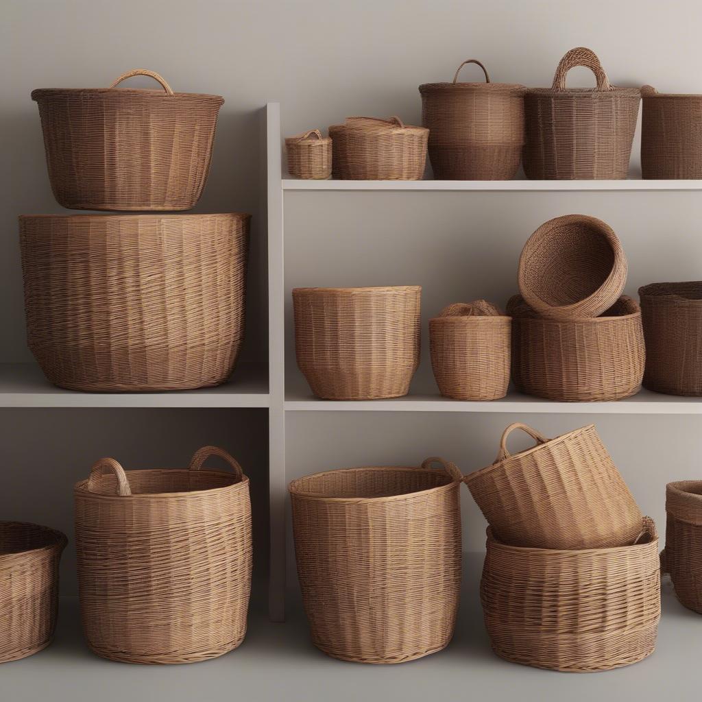 Different Sizes of Round Wicker Baskets