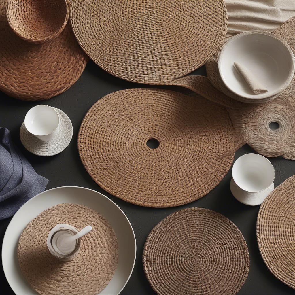 Round Wicker Placemats in Various Sizes and Shapes