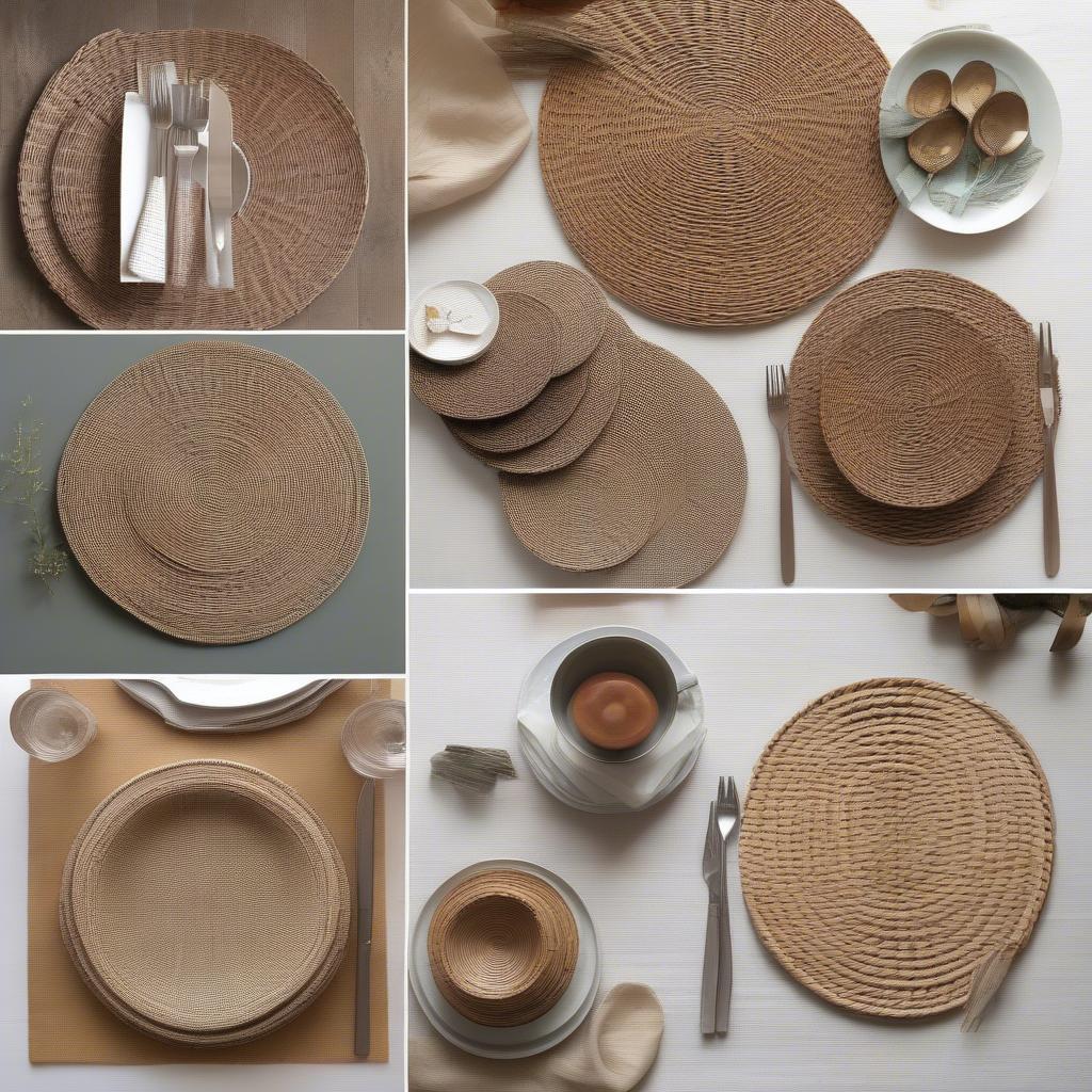 Round Wicker Placemats in Various Sizes and Weaves