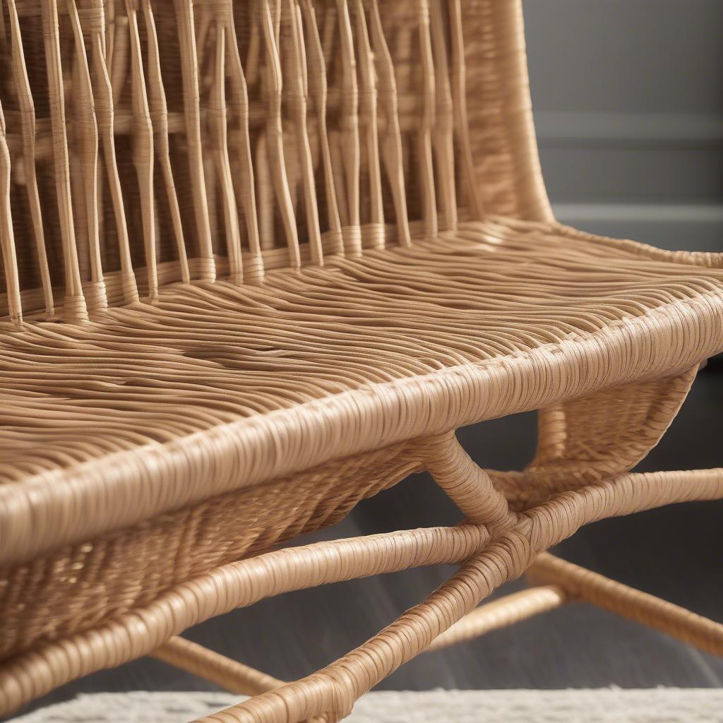 Safavieh Freddy Bench Close-Up of Wicker Detail