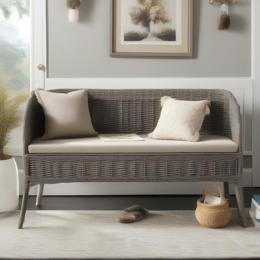 Safavieh Freddy Vintage Grey Wicker Storage Bench Design and Functionality