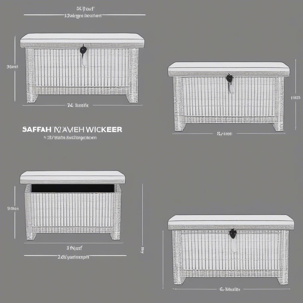 Safavieh Freddy Wicker Storage Bench Dimensions Diagram