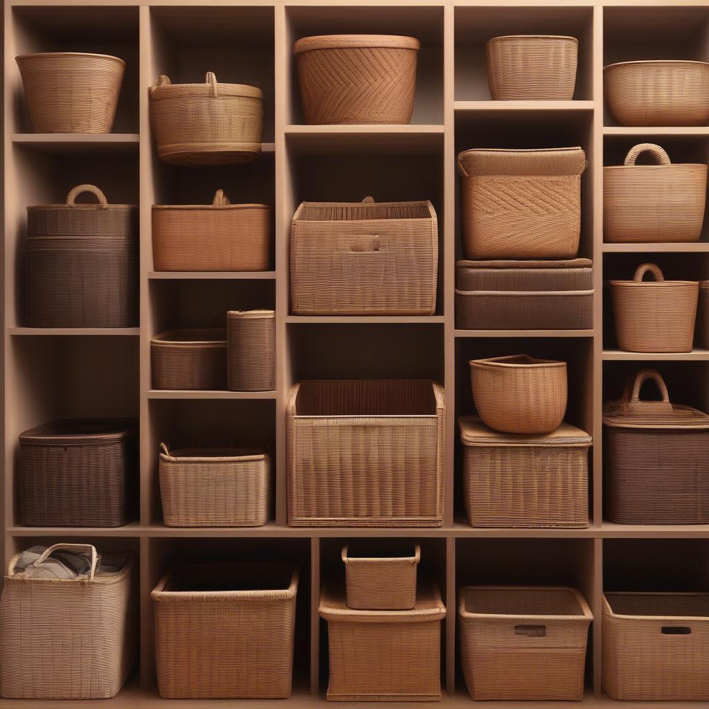 Scenic Wicker Storage Baskets in Various Sizes and Shapes