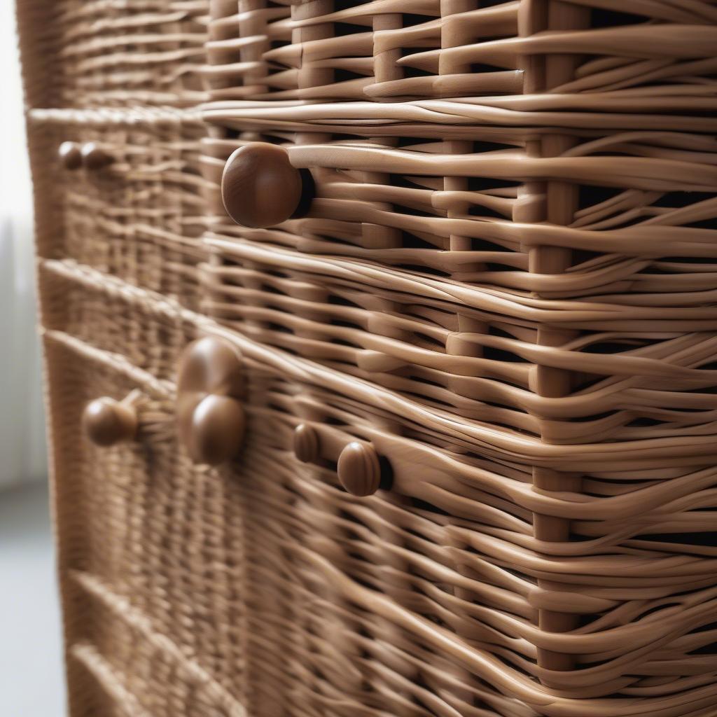 Close-up of Sei 5 Drawer Wicker Storage Unit