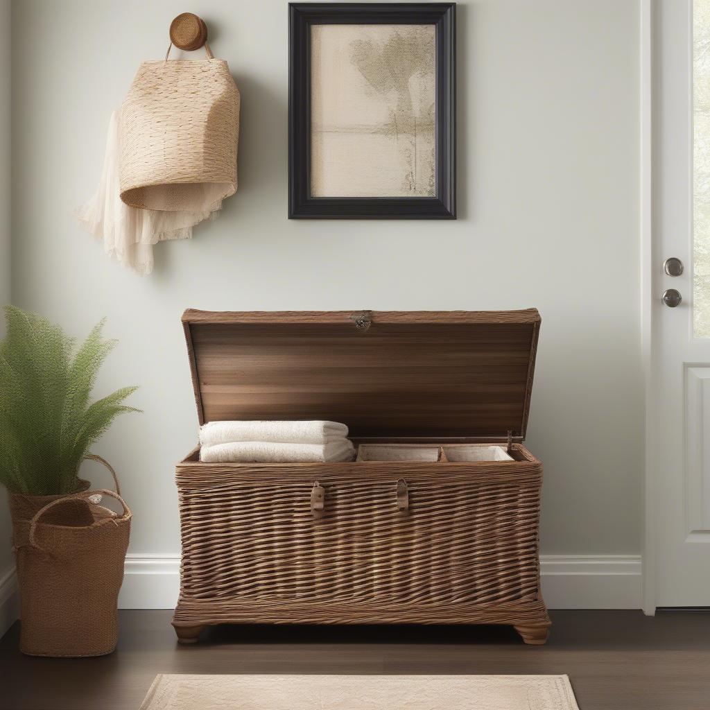 Shabby Chic Wicker Storage Chest in Entryway