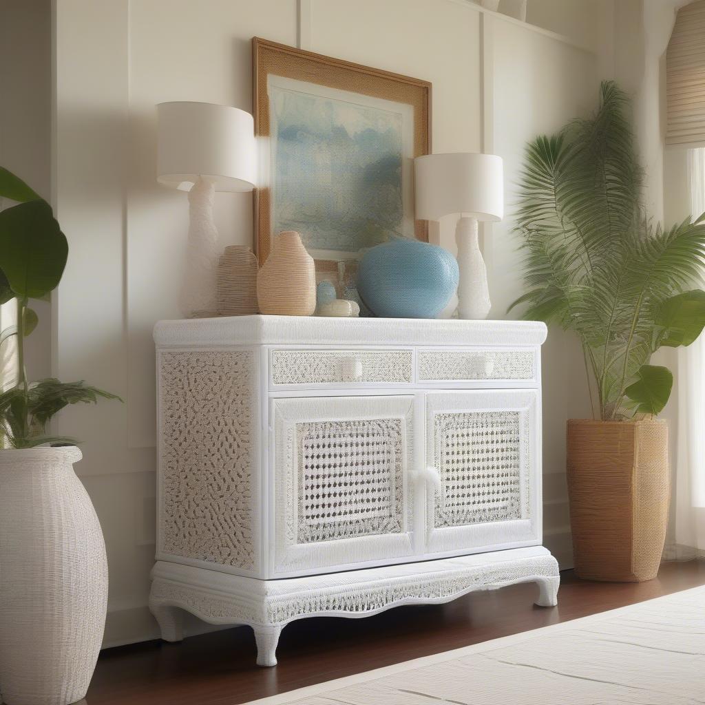 Siam Karat International White Wicker Cabinet: An Overview