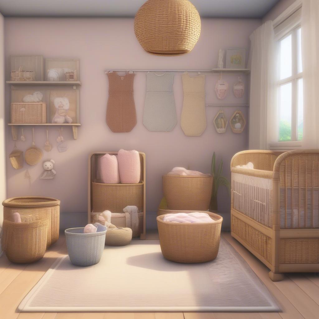 Sims 4 wicker basket in a nursery