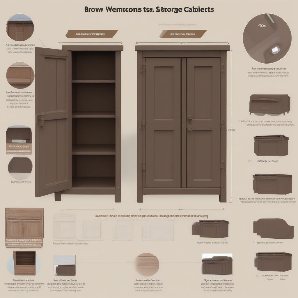 Size Guide for Small Brown Resin Outdoor Storage Cabinets