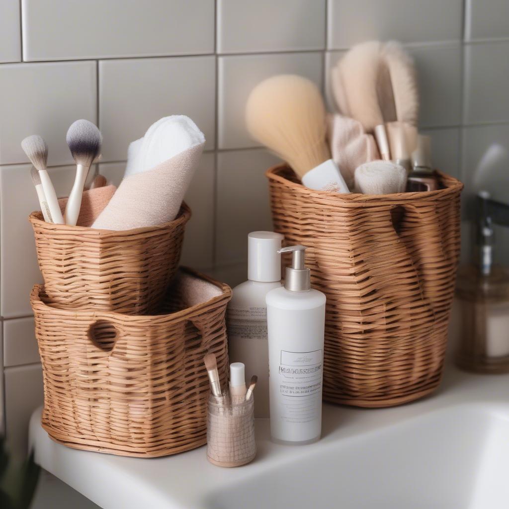 Small Wicker Baskets for Bathroom Organization