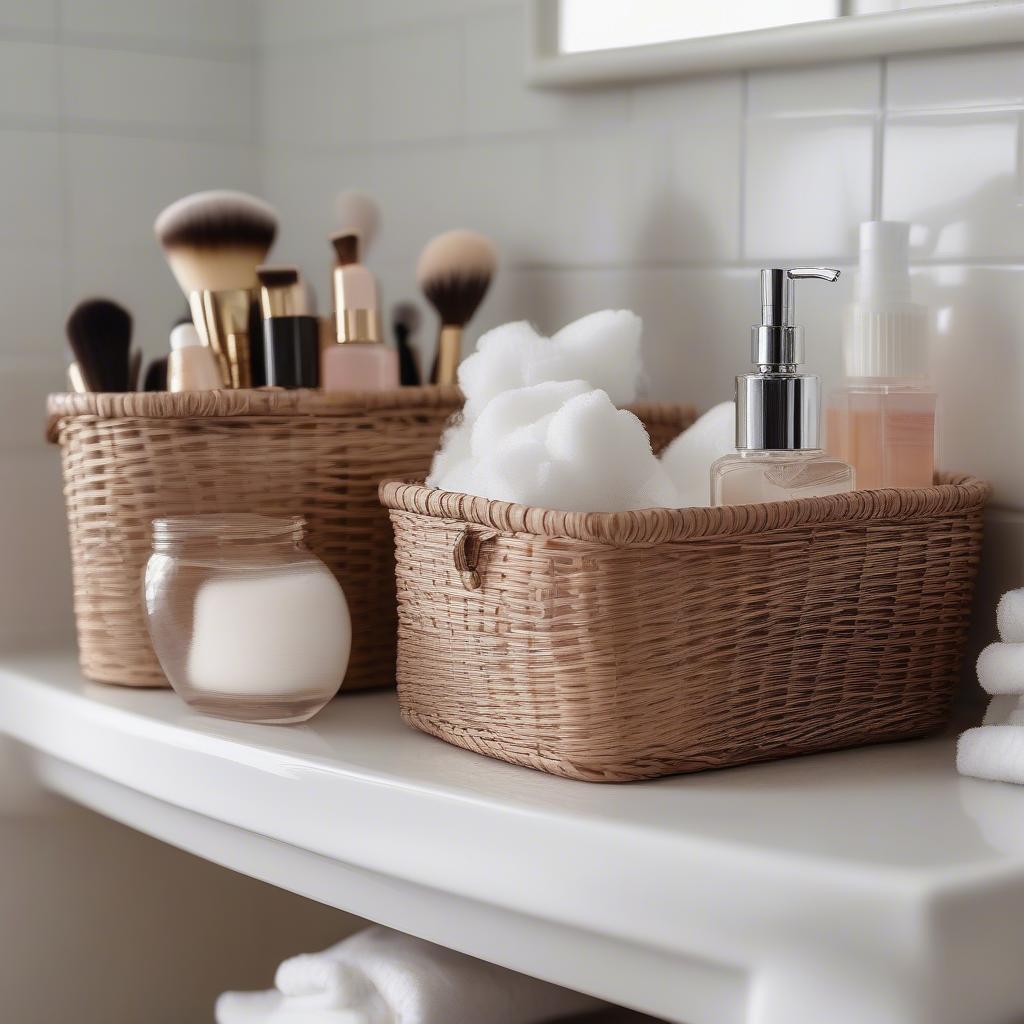 Small Wicker Baskets for Bathroom Storage