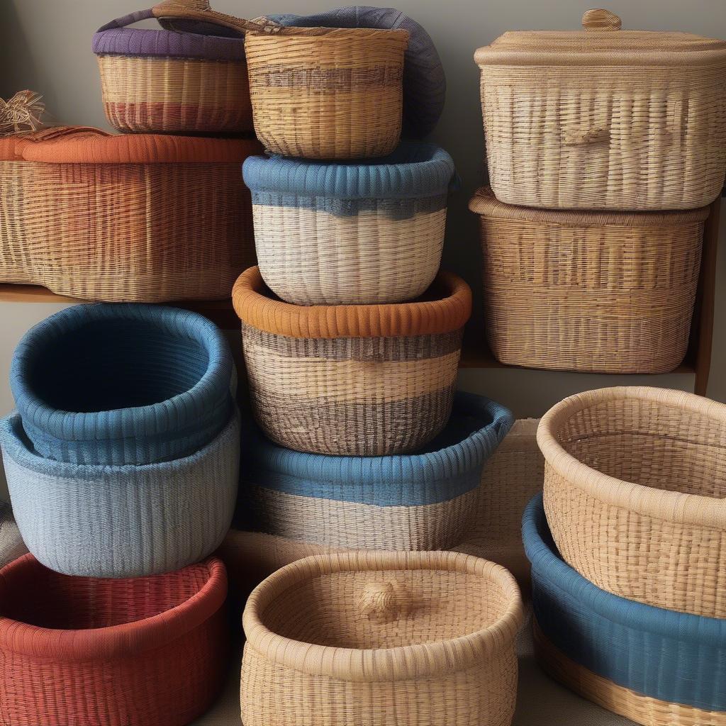 Variety of small wicker storage baskets