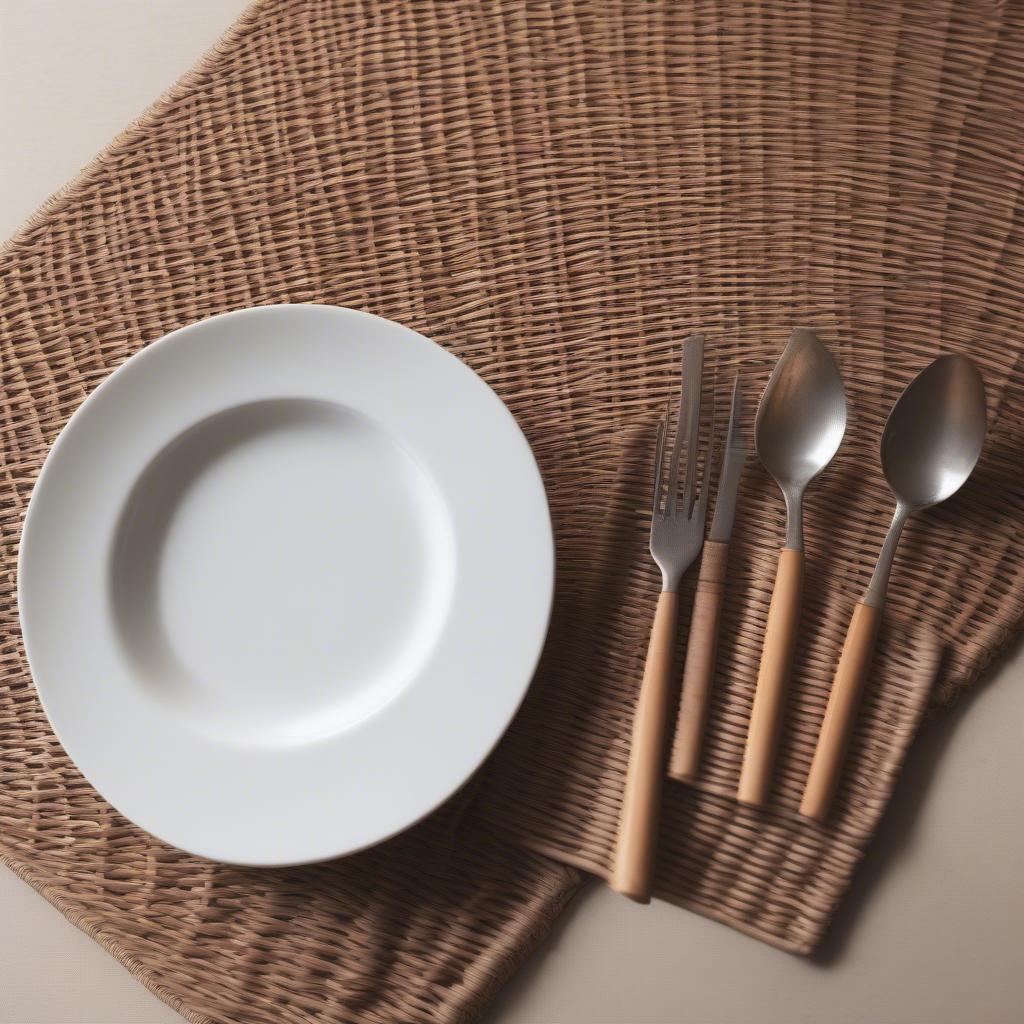 Square Wicker Placemats on a Dining Table