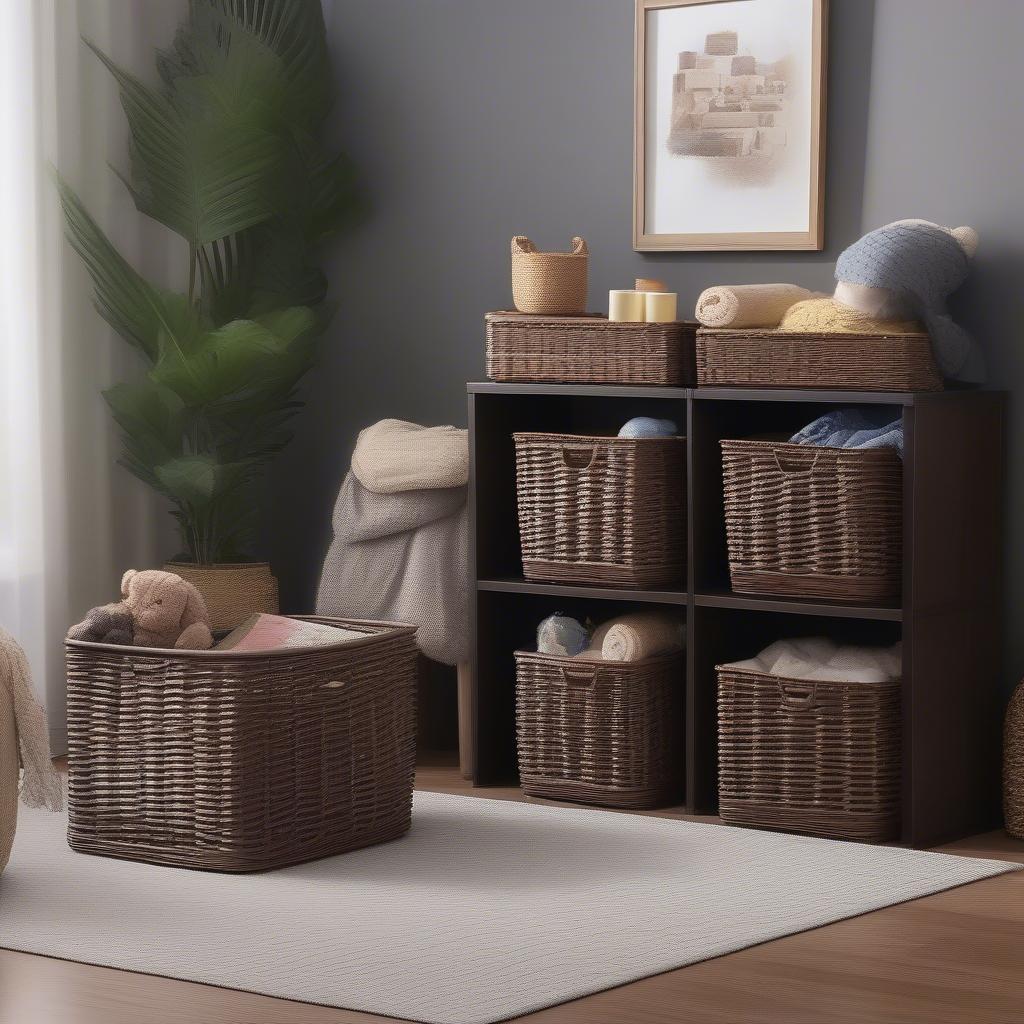 Stackable Wicker Cube Baskets for Organized Living