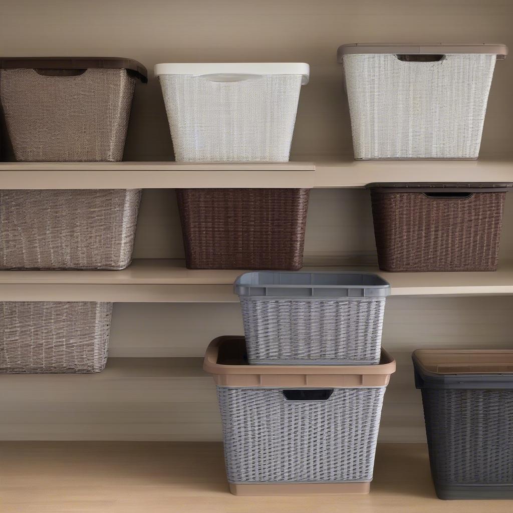 Starplast Plastic Wicker Tall Storage Baskets in Various Sizes and Colors