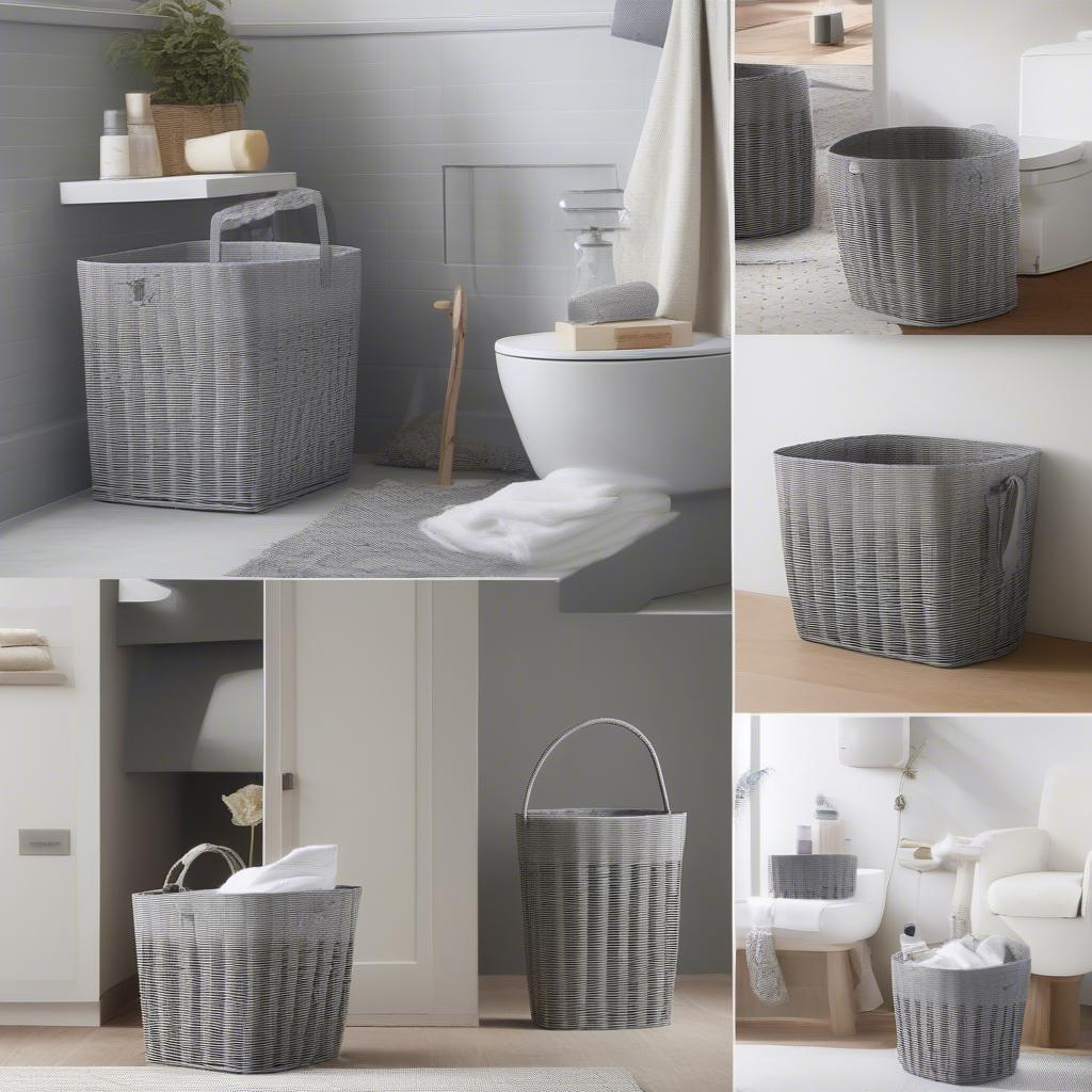 Starplast Small Grey Wicker Basket Used in Different Rooms