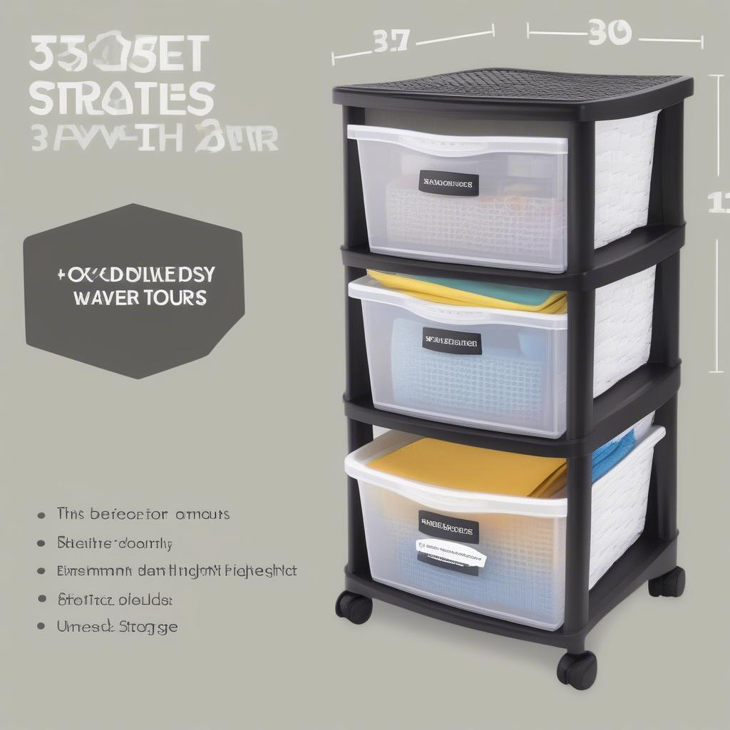 Dimensions of a sterilite 3 drawer wicker storage tower