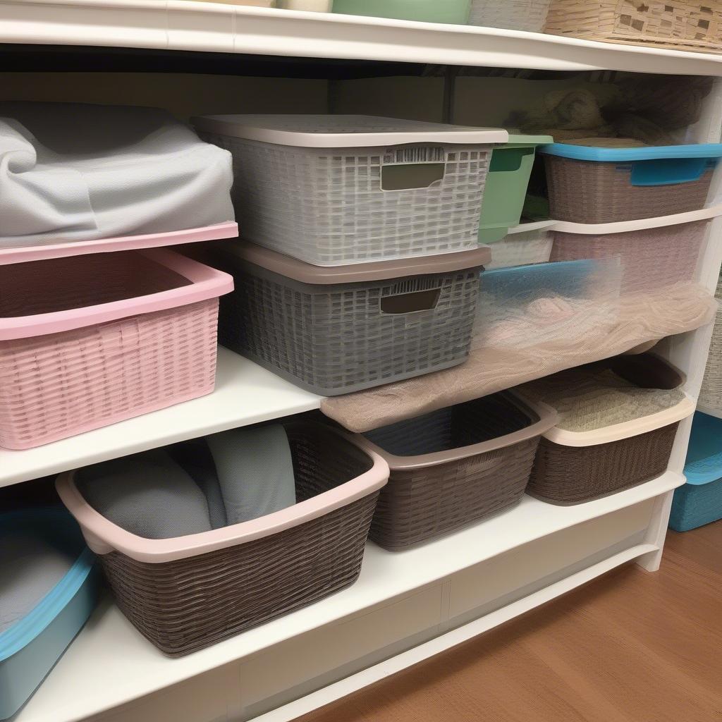 Sterilite Wicker Storage Baskets in Different Sizes and Shapes