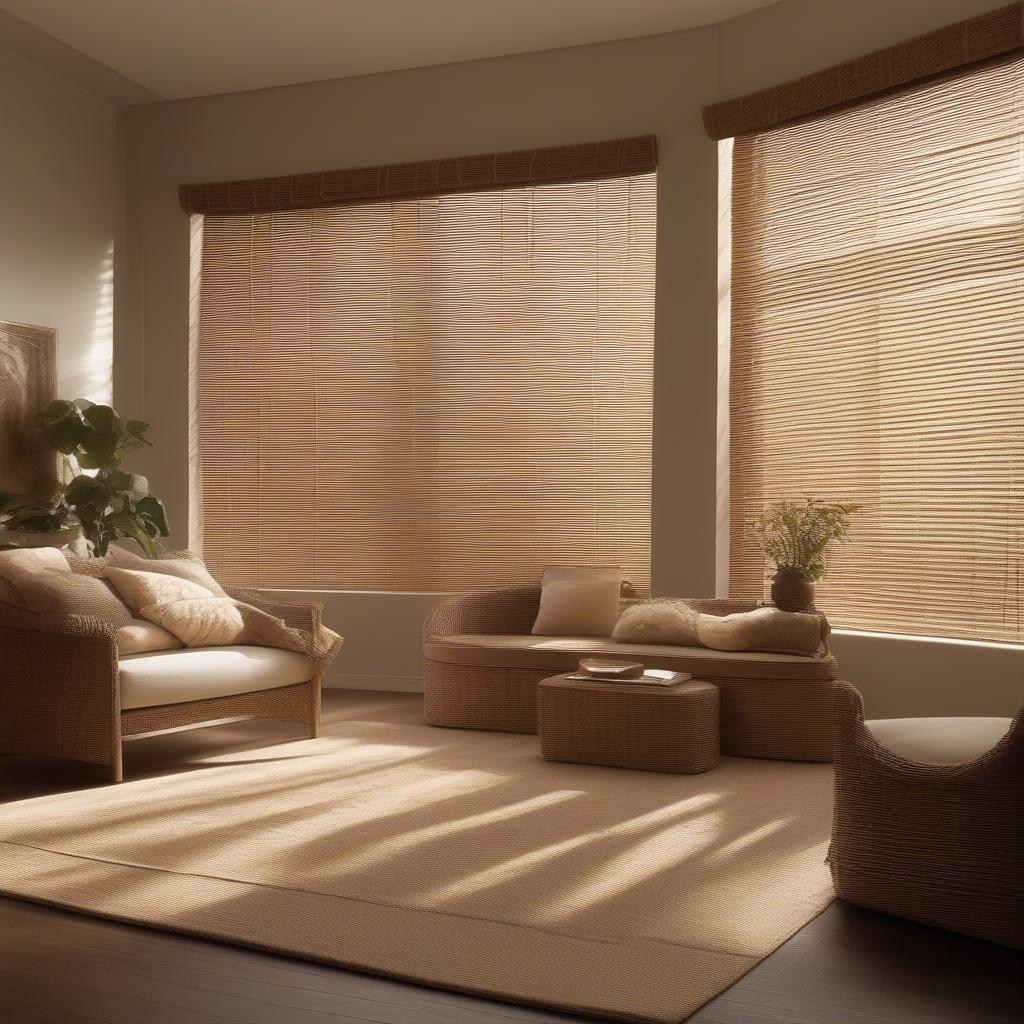 Streaming Wicker Blinds in a Living Room