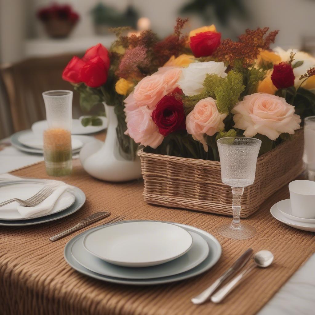 Styled Table with Wicker Placemats