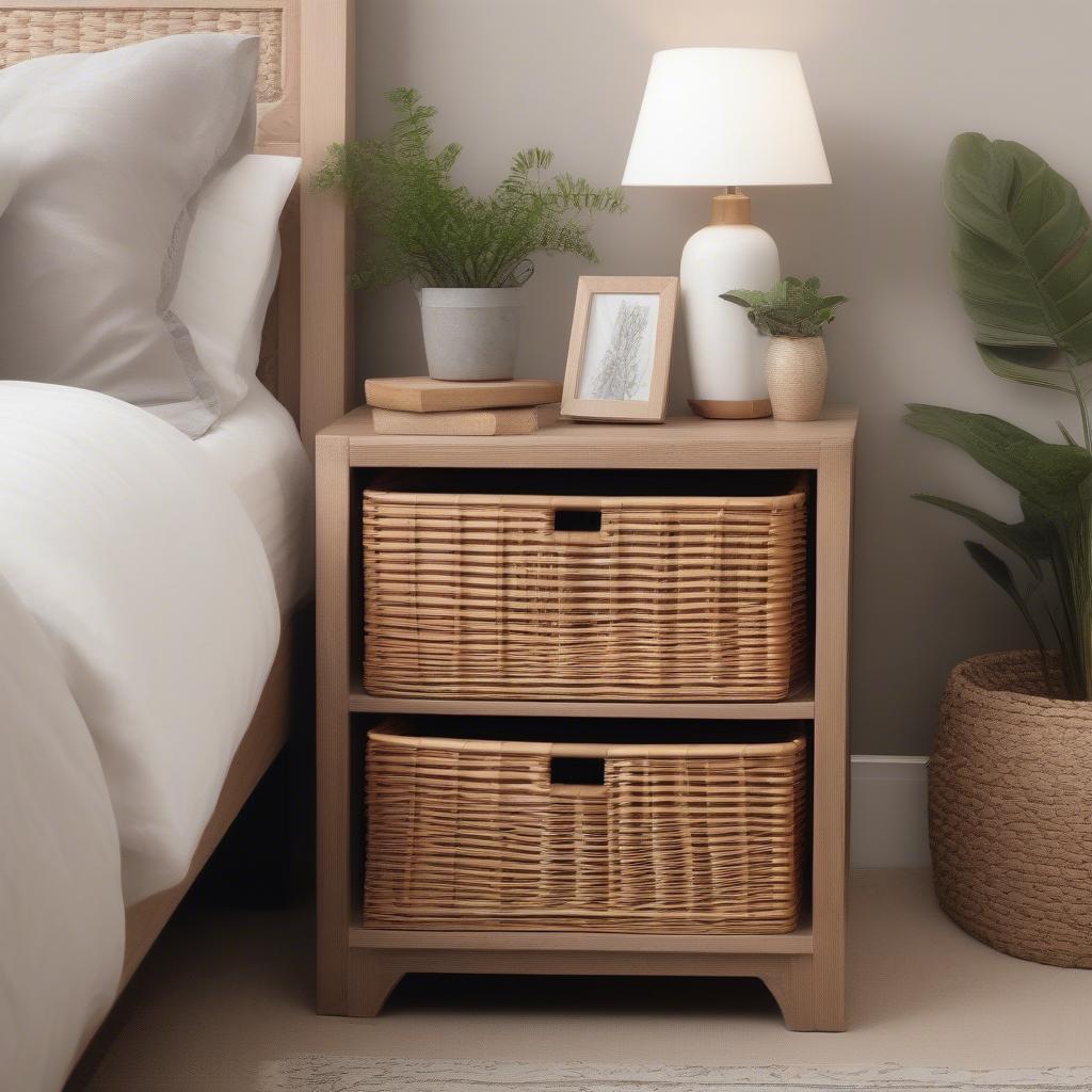 Styling a Wicker Basket Bedside Cabinet