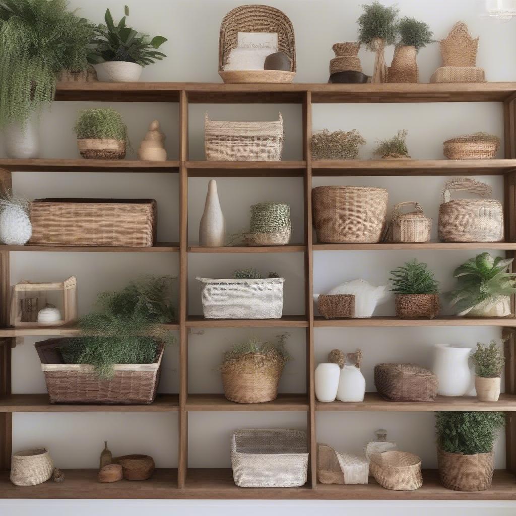 Styling Shelves with Small Wicker Storage Baskets