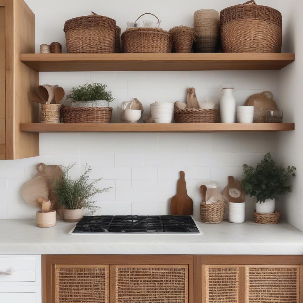 Styling Wicker Baskets on Top of Cabinets