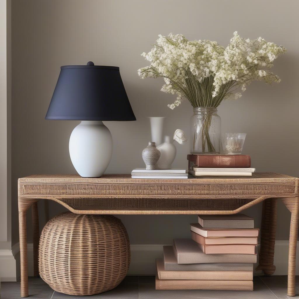 Styling a Wicker Console Table with Accessories