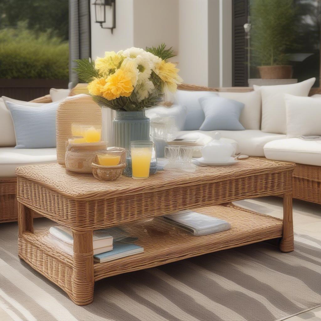 Styling a Wicker Outdoor Coffee Table