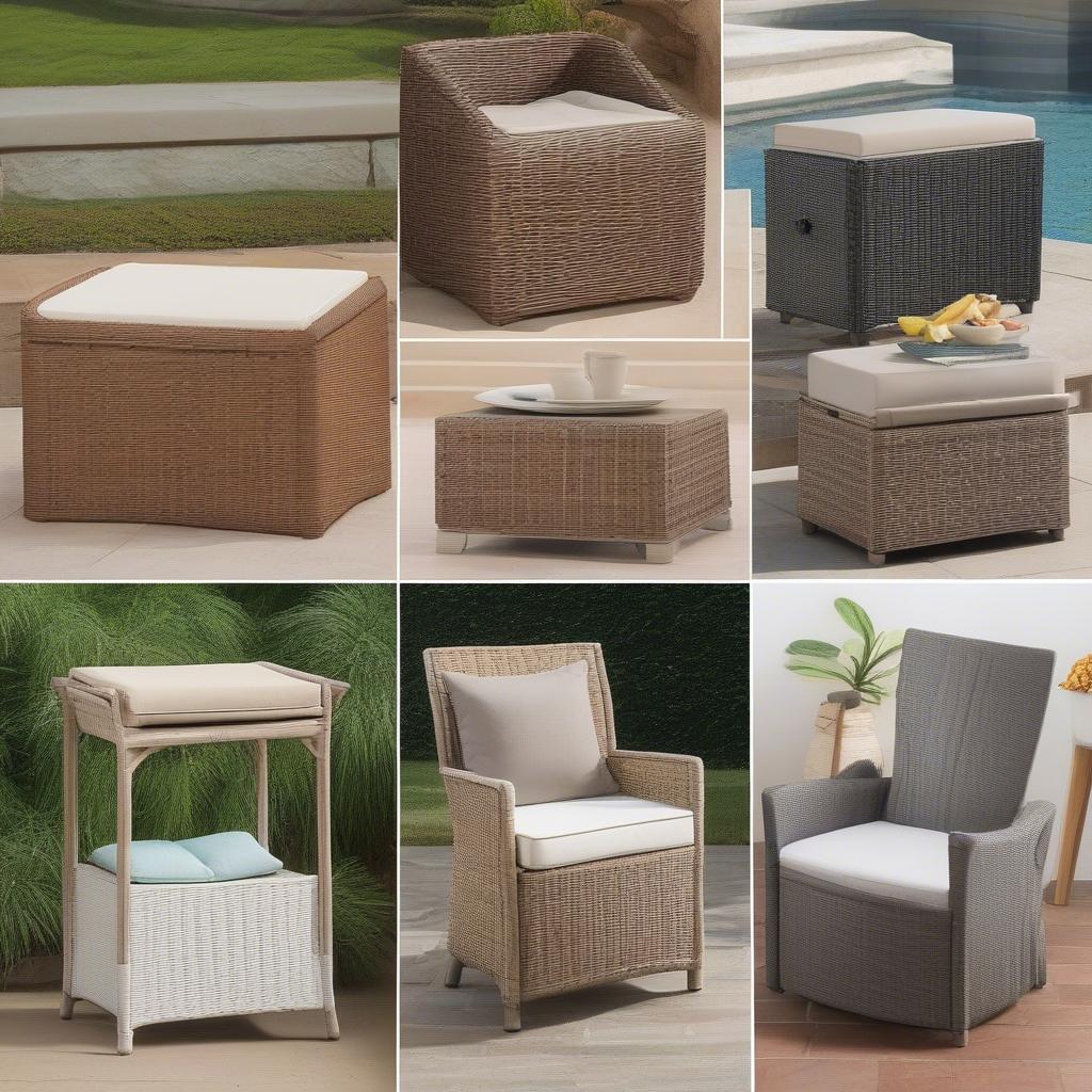 Different Styles of Patio Wicker Storage Stools