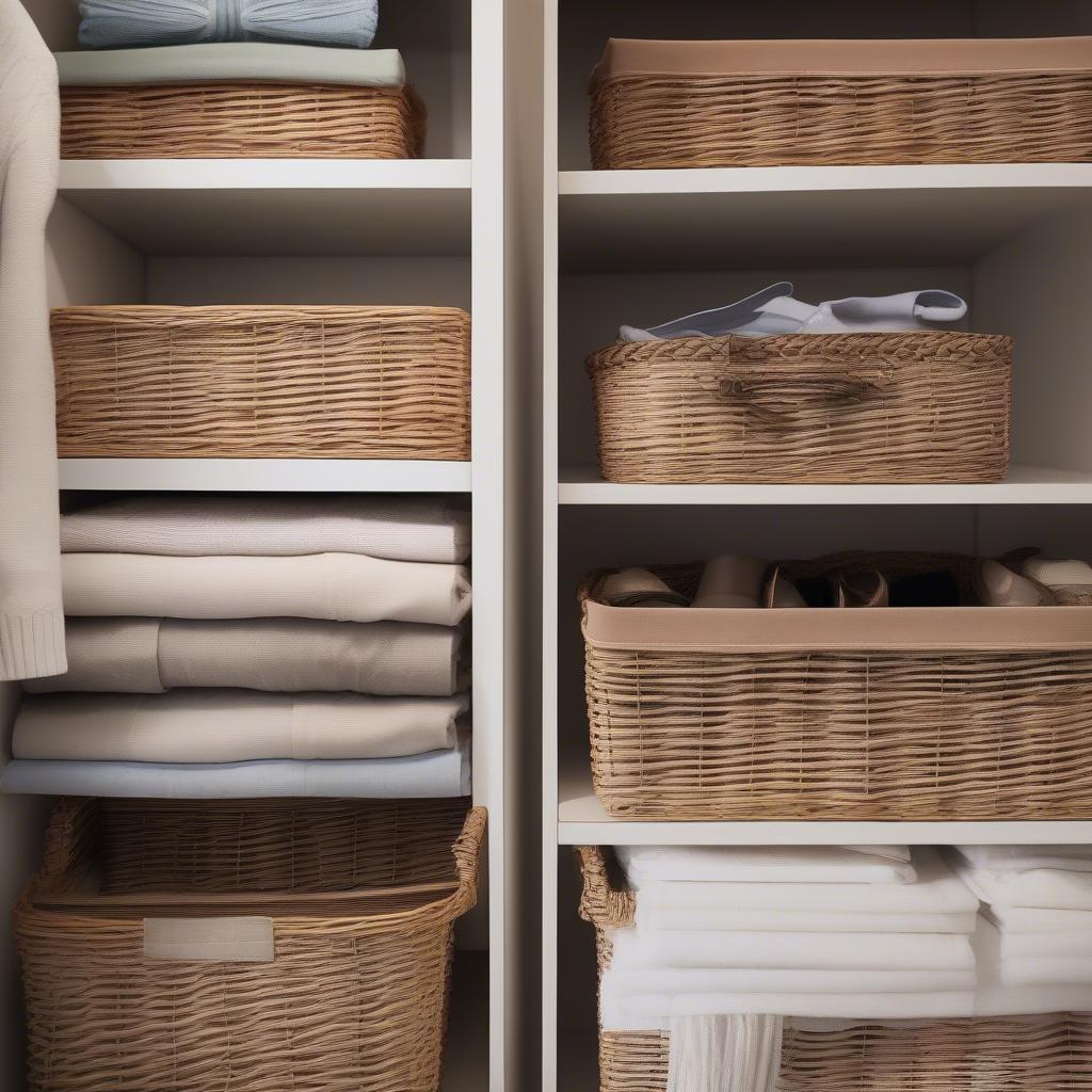 Stylish Wicker Baskets in Closet