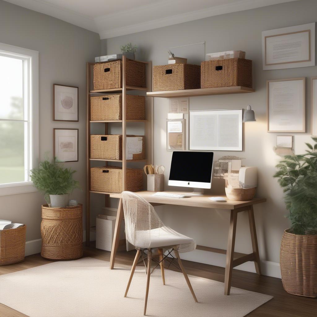 Stylish wicker file box enhances home office