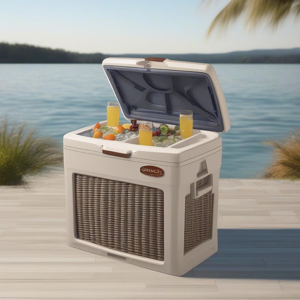 Suncast 77 Qt Resin Wicker Cooler Design