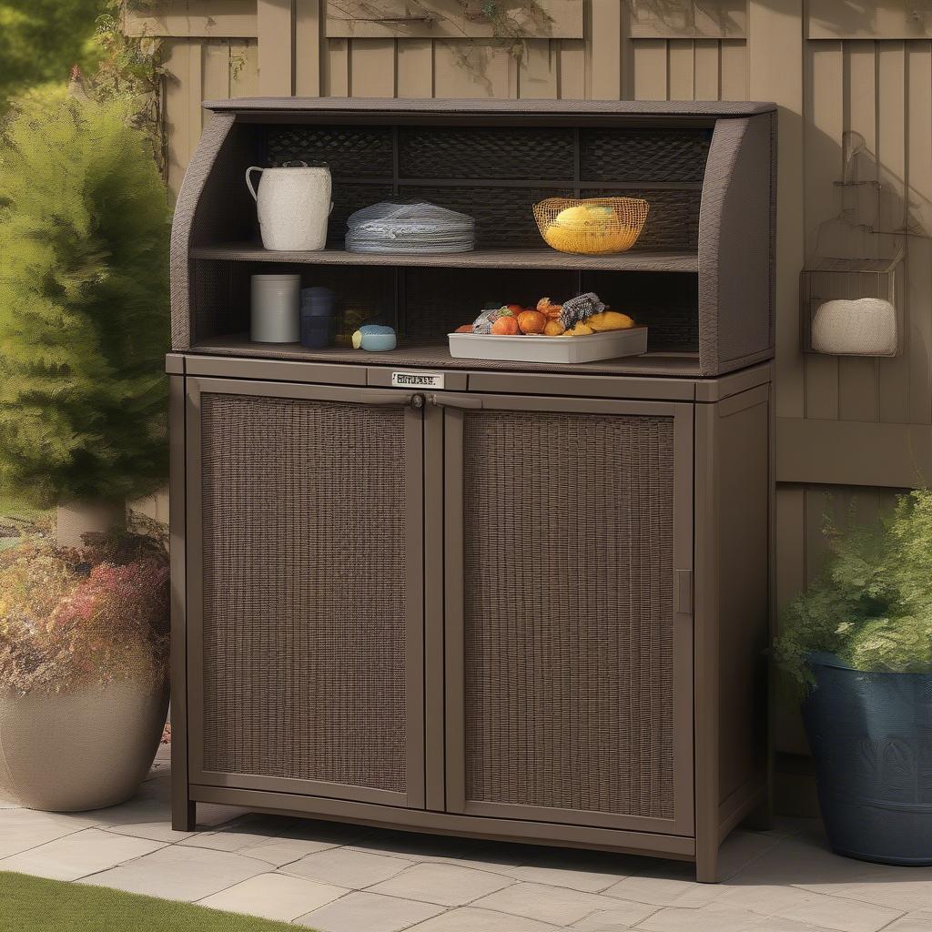 Suncast 97 Gallon Wicker Outdoor Cabinet Overview