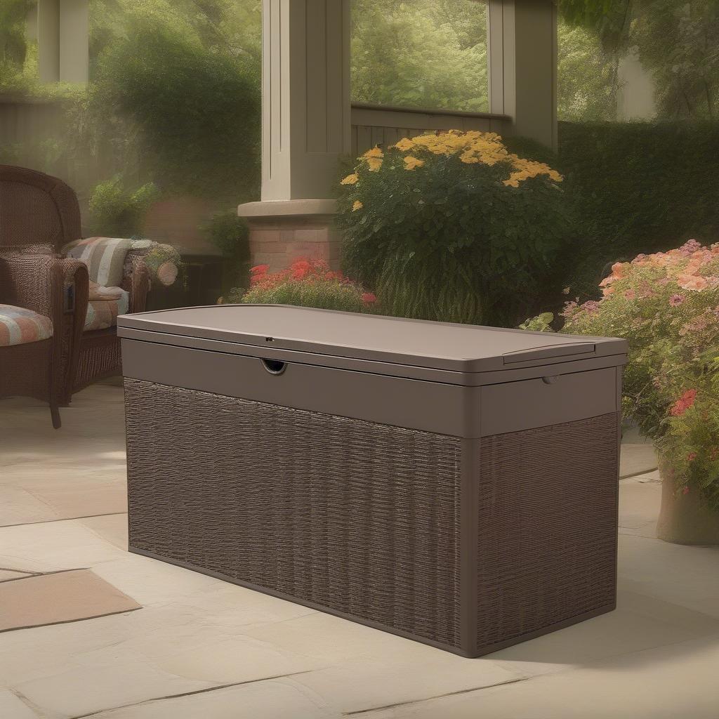 Suncast 99 Gallon Resin Wicker Storage Box Overview