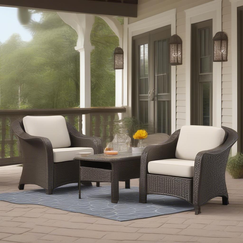 Suncast Elements Resin Wicker Club Chair in Patio Setting