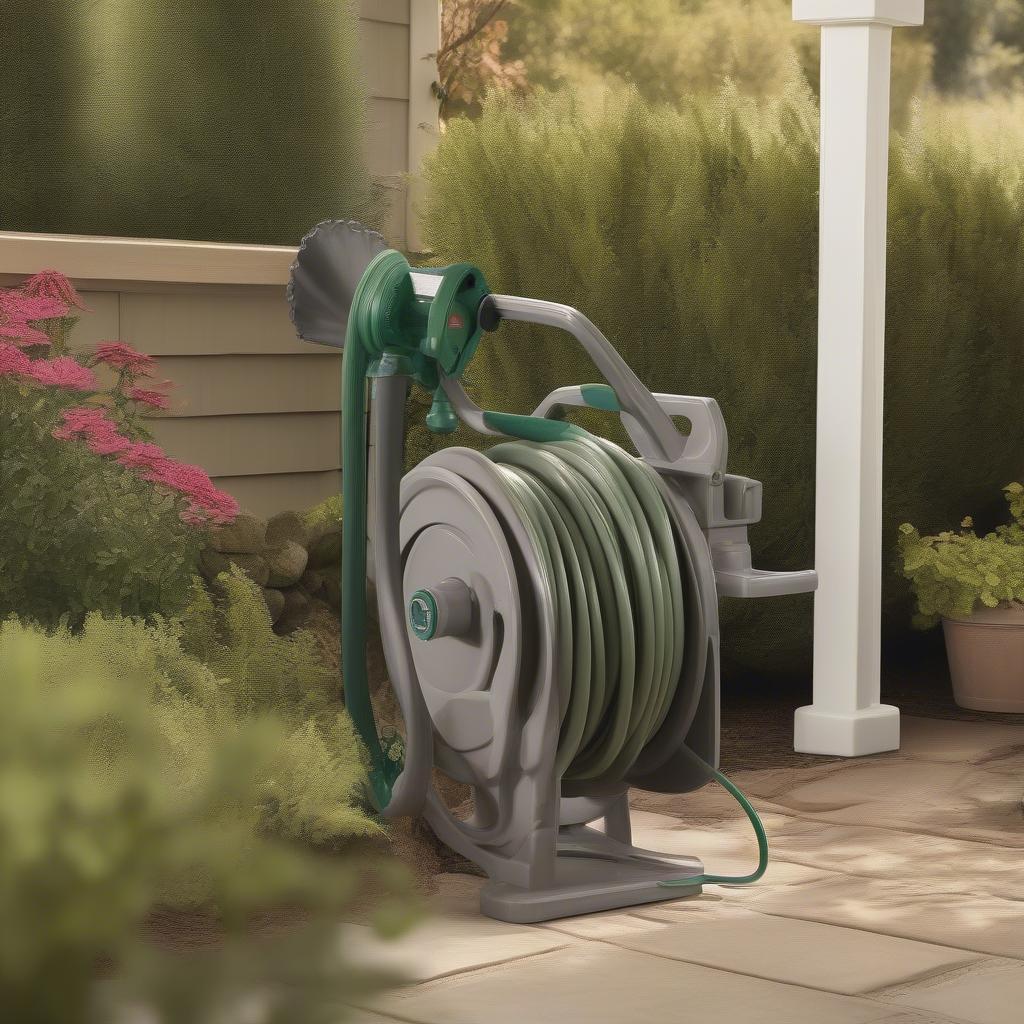 Suncast Elite Hideaway Hose Reel Garden Setting