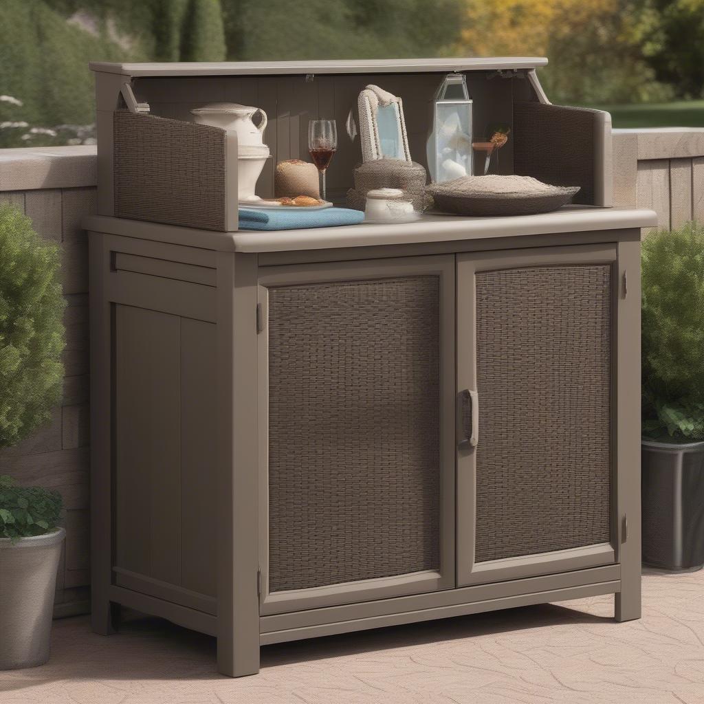 Suncast Resin Wicker Outdoor Cabinet Benefits